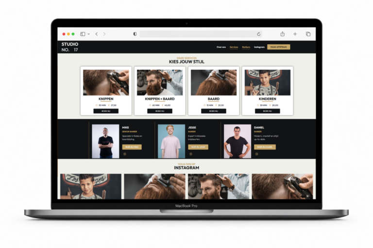 Salonwebsite met online afspraken voor Studio No. 17